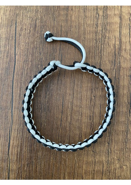 Siyah Beyaz Ince Paracord Bileklik modelleri