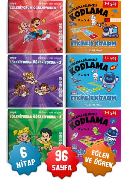2li Set Şıp Şıp Eğleniyorum Öğreniyorum ve Kodlama Geliştiren 6'lı Çocuk Kitap Seti