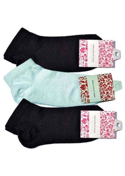 Siyah ve Beyaz Kadın Bilek Çorap 3 Çift