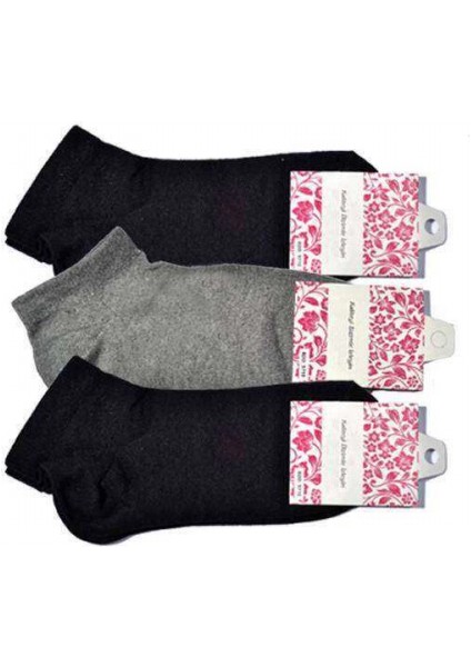 Siyah ve Gri Kadın Bilek Çorap 3 Çift