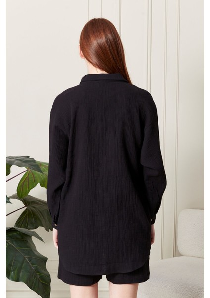 Soft %100 Koton Kumaş Şort Gömlek Takım