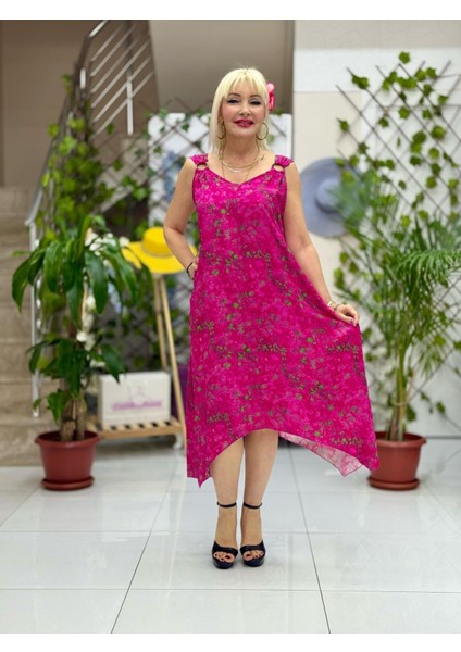 HL14004 Omzu Halkalı Askılı Viskon Hilal Elbise fiyatları