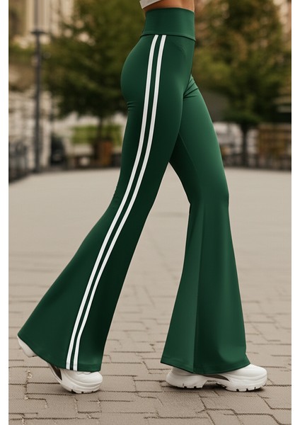 Yüksek Bel Yan Şeritli Ispanyol Paça Kadın Tayt fırsatları