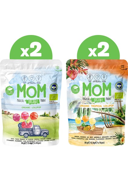 Organik Lolipop Karışık 2'li Set (Meyveli + Tropikal)