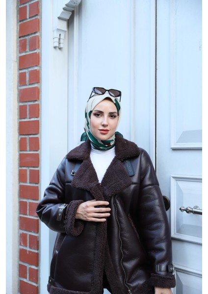 Yaprak Desenli Eşarp Zümrüt