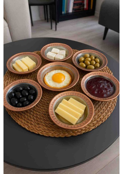Bakır Kahvaltılık 6 Lı Çerezlik Sunumluk 12.5 cm Meze Tabağı