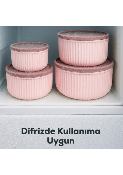 4'lü Yuvarlak Saklama Kabı Seti Pembe | 2.5l 1.5l 0.80L 0.45L | Mikrodalga ve Dondurucu Uyumlu indirimleri