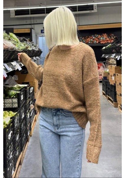 Kadın Oversize Bisiklet Yaka Kazak