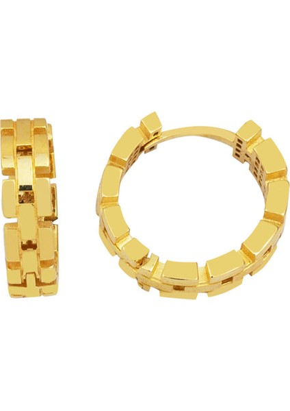 Rolex Tasarım Halka Altın Küpe