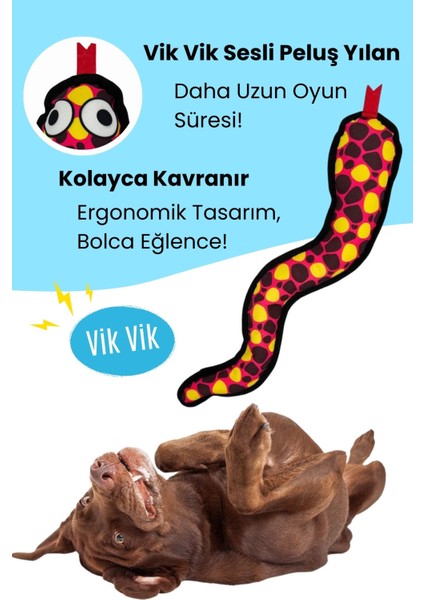 Peluş Yılan Köpek Oyuncağı | VikVik Sesli Köpek Oyun Arkadaşı 11x57 CM modelleri