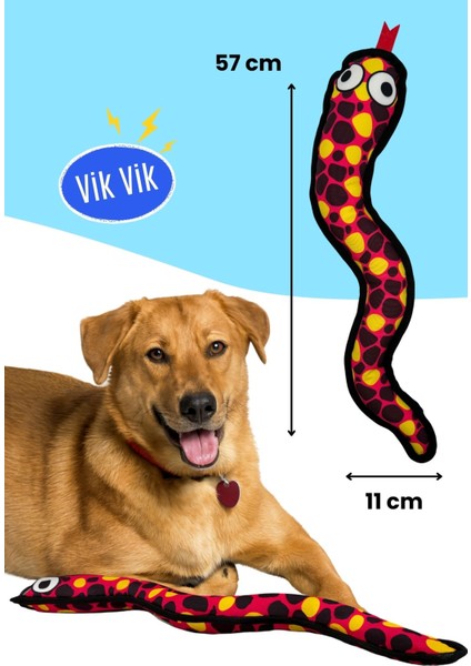 Peluş Yılan Köpek Oyuncağı | VikVik Sesli Köpek Oyun Arkadaşı 11x57 CM indirimleri