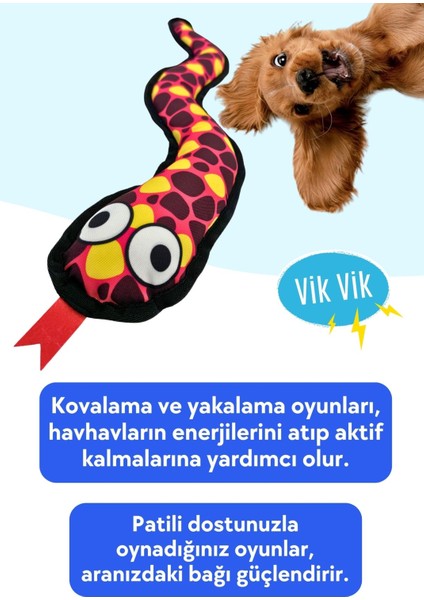 Peluş Yılan Köpek Oyuncağı | VikVik Sesli Köpek Oyun Arkadaşı 11x57 CM