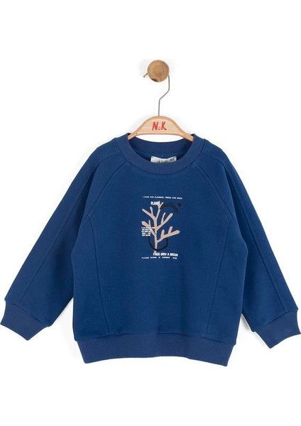 Erkek Bebek Plant Sweatshirt 1-4 Yaş Mavi