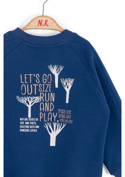 Erkek Bebek Plant Sweatshirt 1-4 Yaş Mavi fırsatları