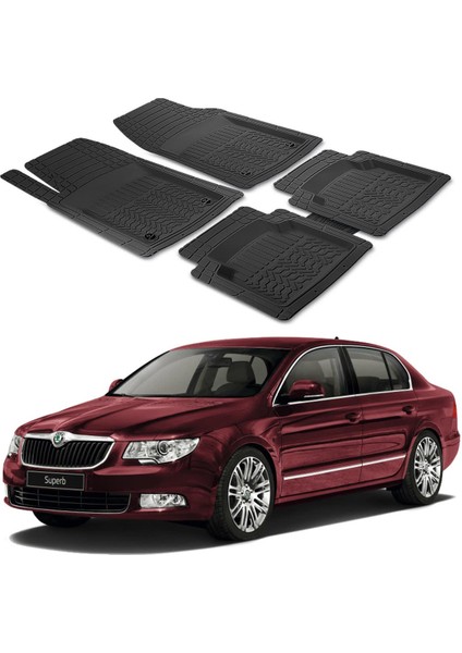 Skoda Superb 2 Typ 3t 2008-2015 Uyumlu Paspas Seti PP898A1