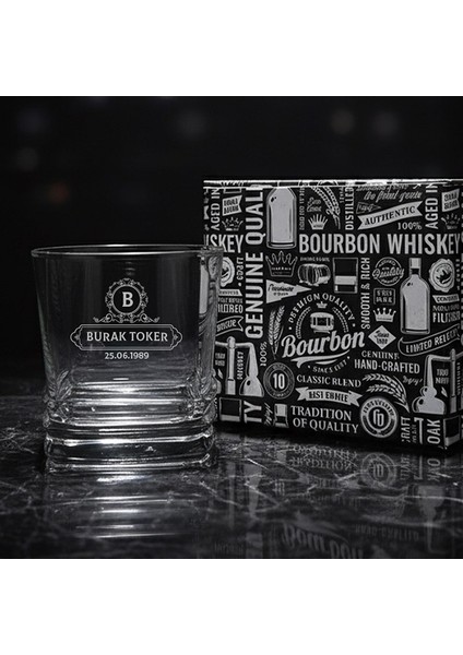 Kişiye Özel Lazer Kazımalı Viski Bardağı – Charcoal Serisi Elegan Bardak Hediyelik