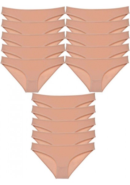 15 Adet Süper Eko Set Likralı Kadın Slip Külot Ten