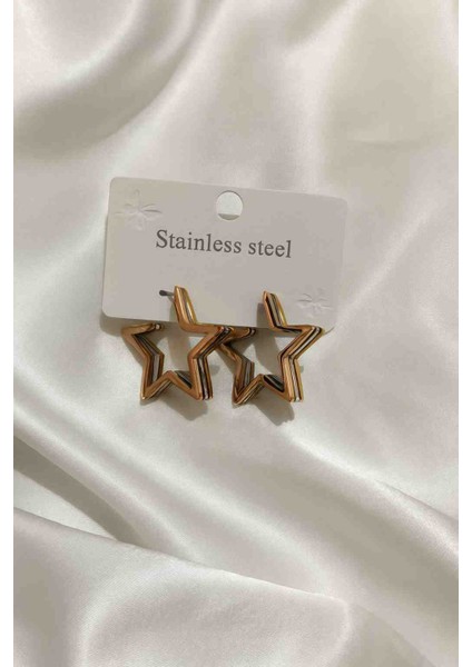 Altın Kaplama Çelik Yıldız Kadın Küpe