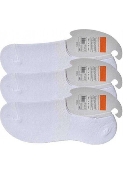 Beyaz Erkek Babet Çorap 3 Çift