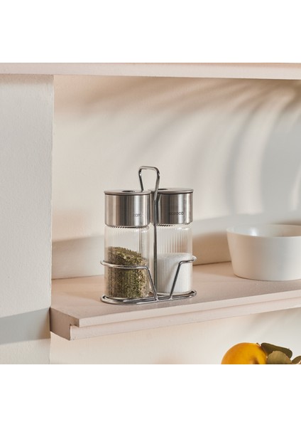 Ripple Standlı Tuzluk ve Biberlik Inox