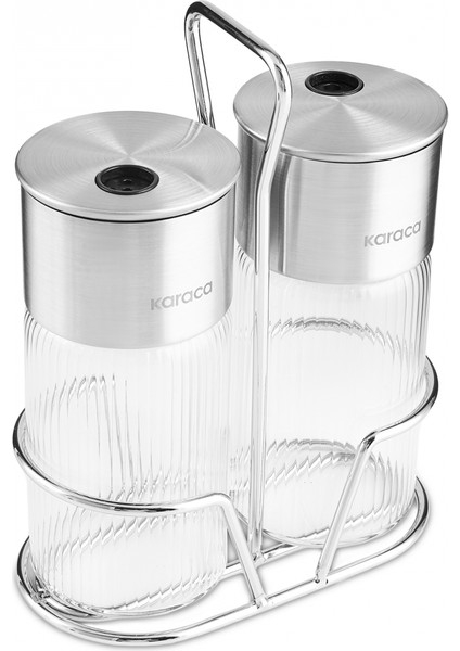 Ripple Standlı Tuzluk ve Biberlik Inox