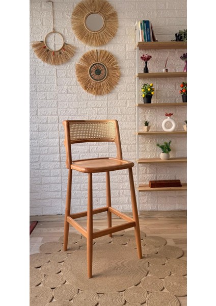 Concept Odin Bar Sandalyesi Hasırlı Naturel Ahşap Ada Sandalye