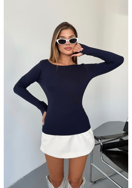 Kadın Prenses Kayık Yaka Basic Uzun Kollu Parmak Geçmeli Modal Kumaş Body Bluz modelleri