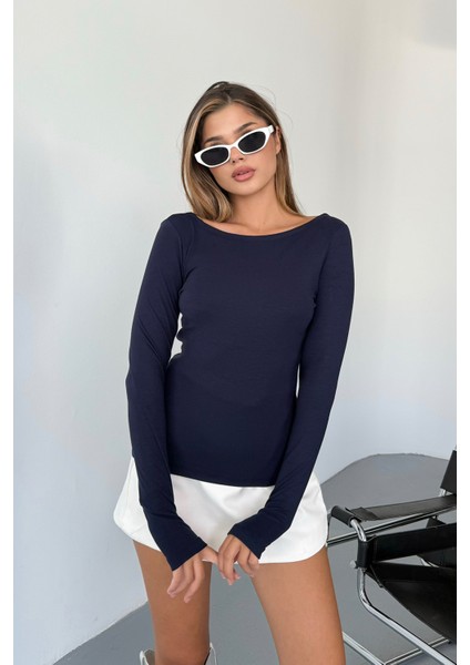 Kadın Prenses Kayık Yaka Basic Uzun Kollu Parmak Geçmeli Modal Kumaş Body Bluz fırsatları