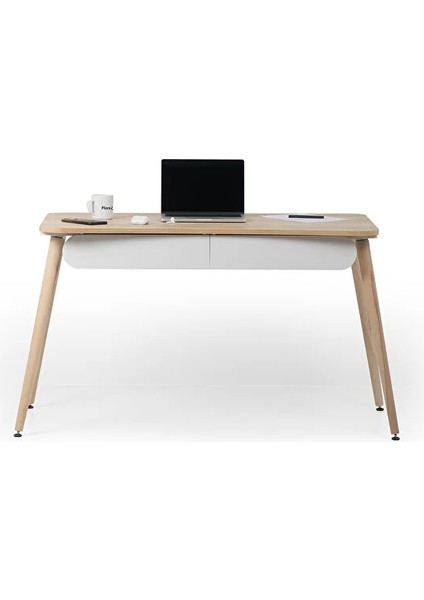 Çalışma Masası Flora Logo Bilgisayar | Öğrenci Çalışma Masası| Meşe | Beyaz
