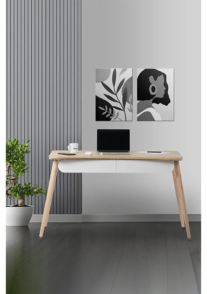 Çalışma Masası Flora Logo Bilgisayar | Öğrenci Çalışma Masası| Meşe | Beyaz fiyatları