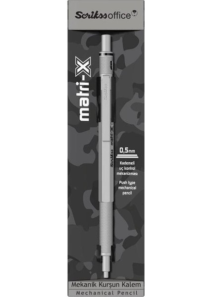Scrıkss Matrı-X Versatil Kalem 0.5 Şeffaf Ambalaj Açık Gri