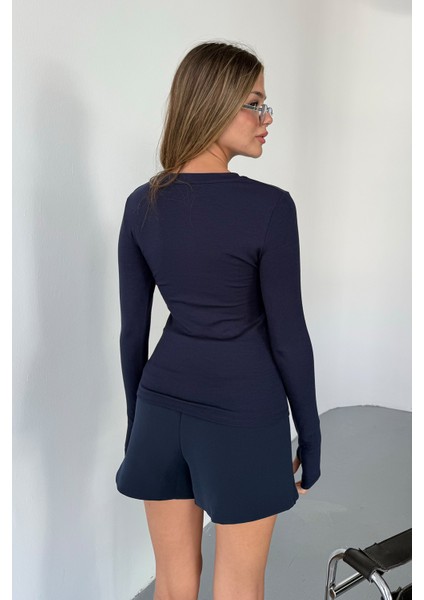 Kadın Bisiklet Yaka Basic Uzun Kollu Parmak Geçmeli Modal Kumaş Body Bluz modelleri