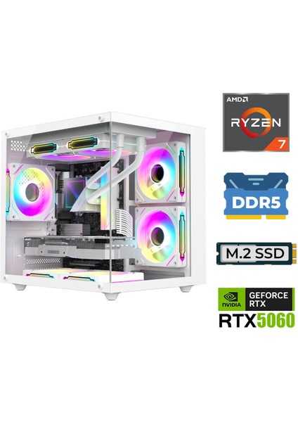 Elite X100 Ryzen 7 7800X3D 32GB Ddr5 Ram 1tb M.2 Nvme SSD 8gb RTX5060 Sıvı Soğutmalı Masaüstü Oyuncu Bilgisayarı