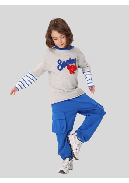 Erkek Çocuk Körük Cepli Eşofman Altı 3-8 Yaş Mavi