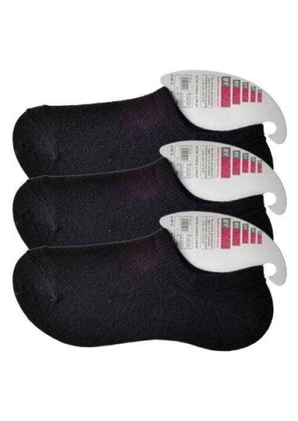 Siyah Kadın Görünmez Çorap 3 Çift