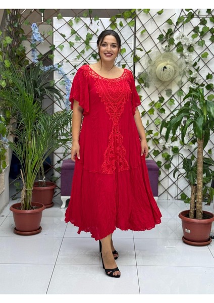 VL1420 Hürrem Vual Elbise Kırmızı