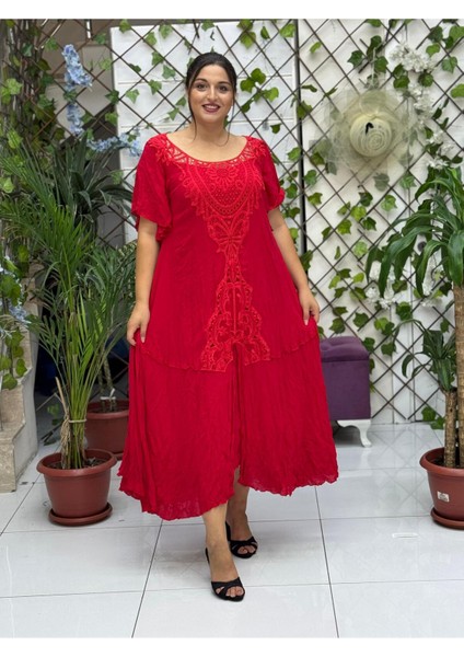 VL1420 Hürrem Vual Elbise Kırmızı modelleri