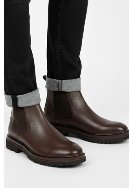 Hakiki Deri Kahvrengi Ultra Hafif ve Rahat Chelsea Erkek Bot LUASS27AL0042 fiyatları
