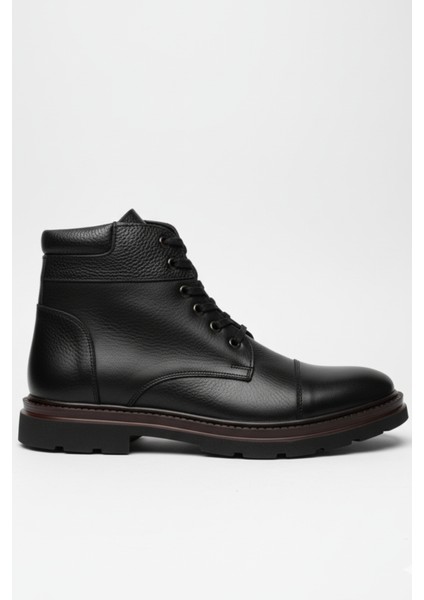 Hakiki Deri Siyah Fermuarlı Erkek Kışlık Bot LUASS27AL0043 fiyatları