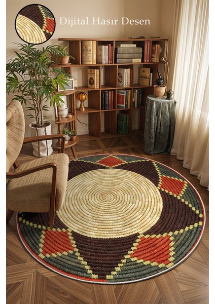 Retro Temalı Yıkanabilir Halı