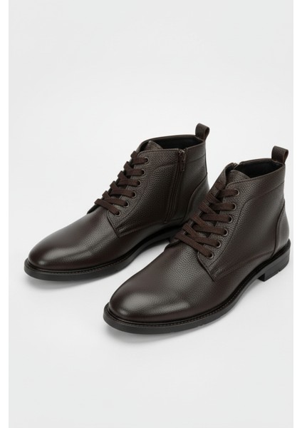 Hakiki Deri Kahverengi Fermuarlı Erkek Kışlık Bot LUASS27AL0041