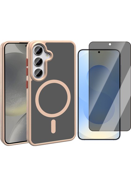 Samsung Galaxy S25 Plus Kılıf M-safe Şarj Özellikli Mat Arka Yüzey Zore Sio Kapak + Hayalet Ekran Koruyucu