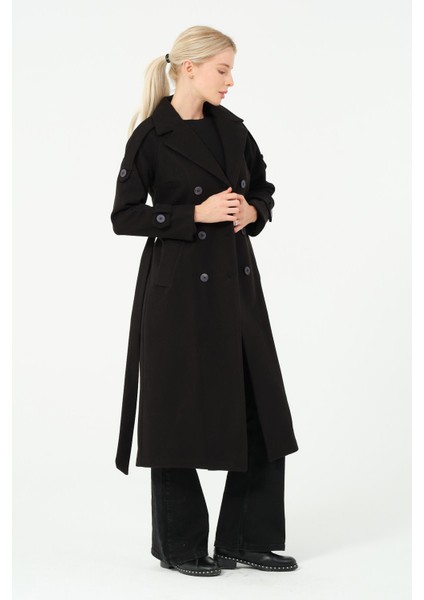 Karen Kadın Spor Kışlık Astarlı Örme Kaşe Manto