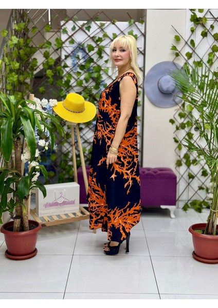 HL14033 Omzu Halkalı Askılı Viskon Hilal Elbise modelleri