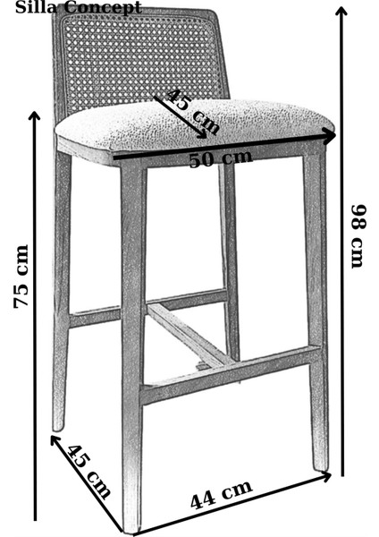 Concept Ross Bar Sandalyesi Teddy Krem Kumaş Hasırlı Bar Sandalyesi Ceviz Ahşap Ada Sandalye indirimleri