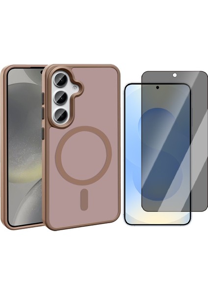 Samsung Galaxy S25 Plus Kılıf M-safe Şarj Özellikli Mat Arka Yüzey Zore Sio Kapak + Hayalet Ekran Koruyucu