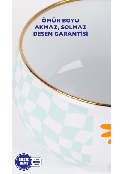 Retro Hippi 18 cm Dekoratif Emaye Salata Kasesi, Sunum Kasesi, fırsatları