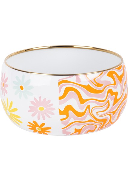 Retro Hippi 18 cm Dekoratif Emaye Salata Kasesi, Sunum Kasesi, indirimleri