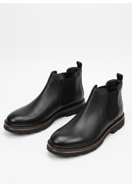 Hakiki Deri Siyah Ultra Hafif ve Rahat Chelsea Erkek Bot LUASS27AL0042
