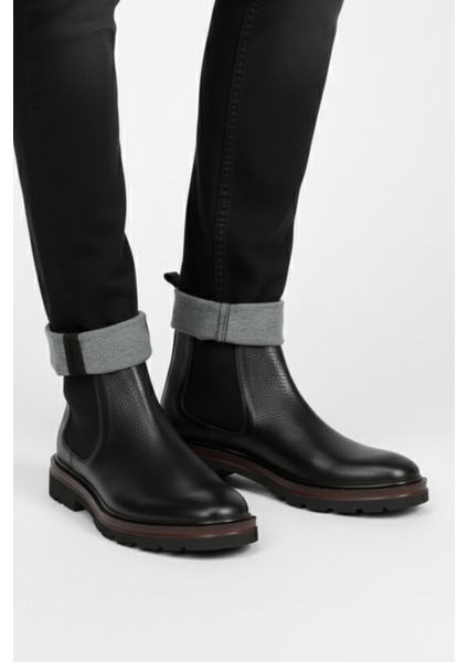 Hakiki Deri Siyah Ultra Hafif ve Rahat Chelsea Erkek Bot LUASS27AL0042 fiyatları